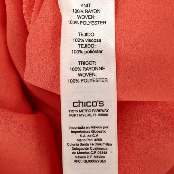 Chicos Sweater 0 Womens 4 Small Orange Fishnet Lined Tunic Rayon 3/4 Sleeve - Picture 11 of 12